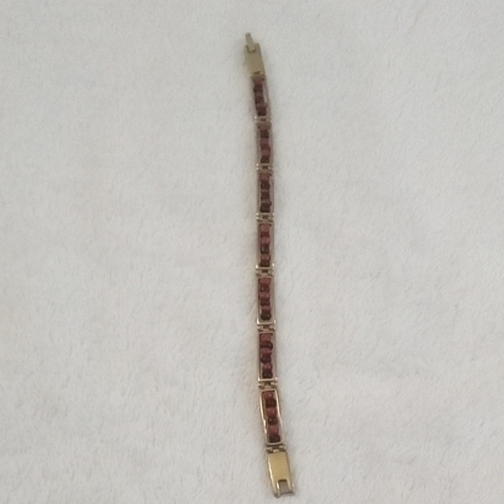 Gold Plated Stainless Steel Open Link Red And Black Beads For Men Protection
